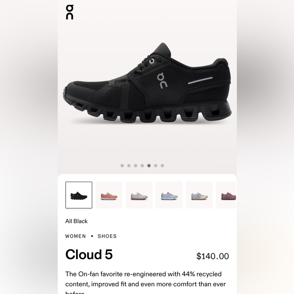 Cloud 5 All Black
$160.00 - Retail Price / Worn Once Size 7.5 / On Cloud Shoes